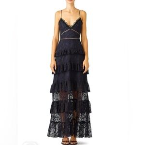 Nicholas Iris Lace Gown Dark Navy Blue